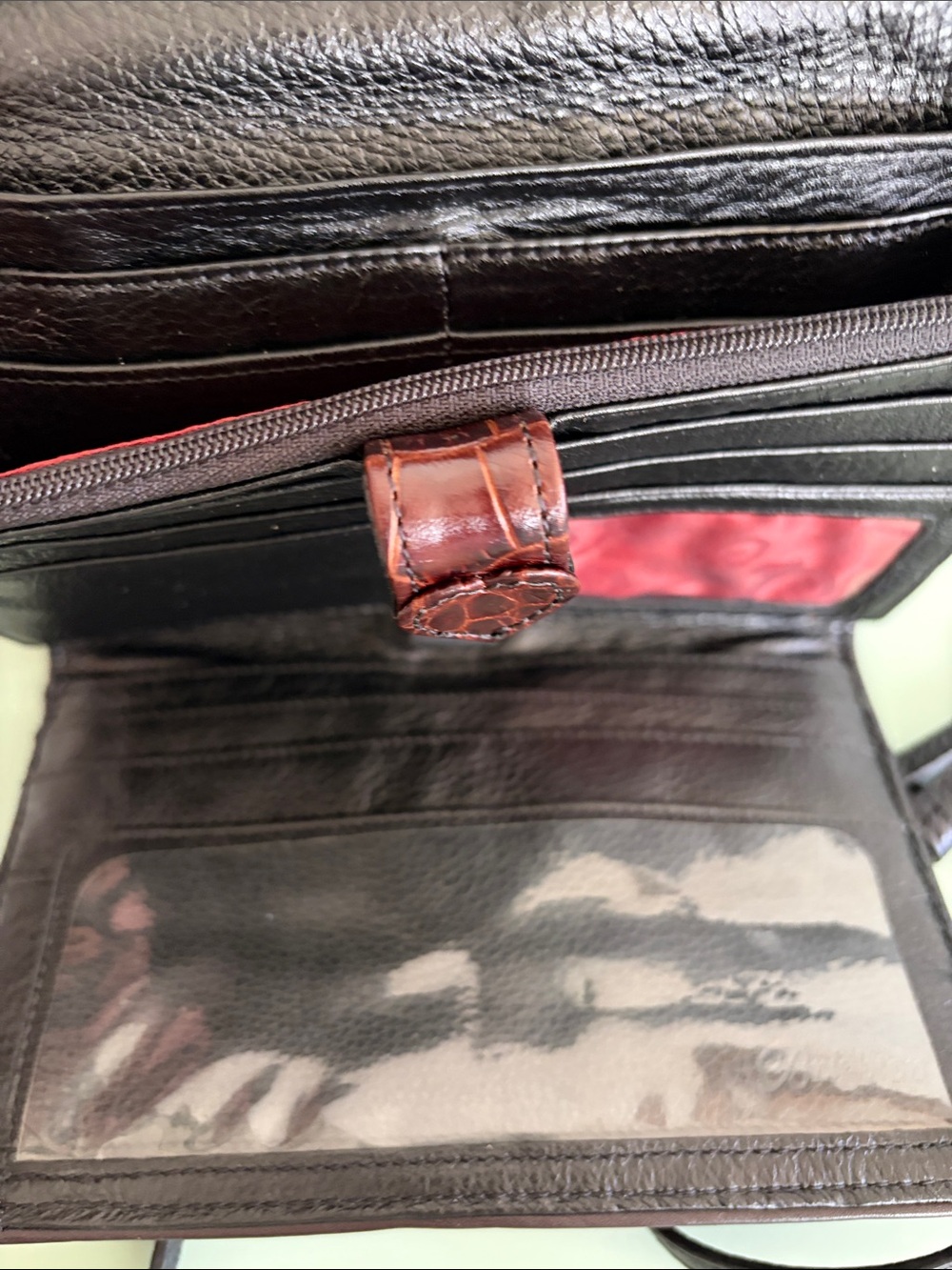 Brighton Black Leather Crossbody with Brown Strap Accent - Picture 5 of 7